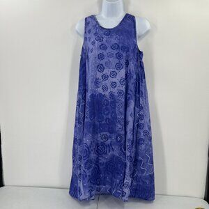 Gudrun Sjoden S Small Blue Artsy Lagenlook Dress Tonal Floral Cotton Tank